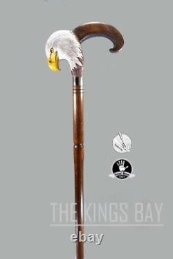 Bald Eagle Wood Walking Stick Cane Bird Handle Hand Carved Walking Stick Gift Q1