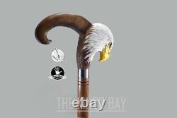 Bald Eagle Wood Walking Stick Cane Bird Handle Hand Carved Walking Stick Gift Q1