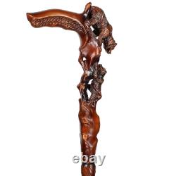 Bear Walking Stick Cane with Hand-Carved Wooden Handle