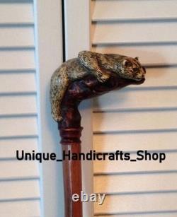 Bear design wooden walking stick hand carved for men women walking cane gift G