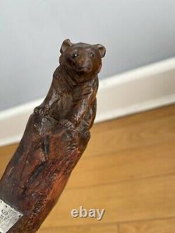 Beautiful Black Forest Carved Bear Walking Cane