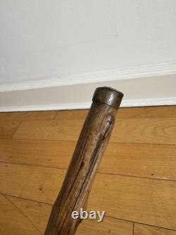 Beautiful Carved Walking Cane With Solid Silver Angel