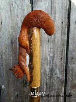 Beautiful Hand-Carved Animal Walking Stick Wooden Cane Gift