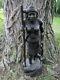 Beautiful Hand Carved Half Nude Woman and Dog Carrying Walking Stick 2 Feet Tall