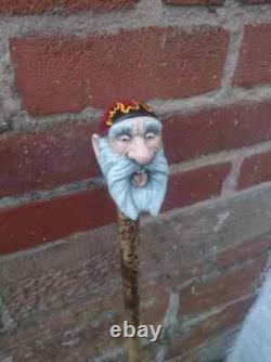 Beautiful wooden walking stick hand carved Handmade wooden walking cane