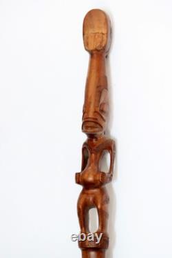 Beautifully Carved Old African Tribal Walking Stick with 2 Figures 87cm, 34