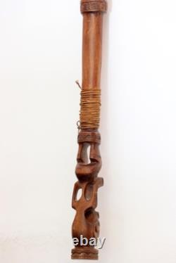Beautifully Carved Old African Tribal Walking Stick with 2 Figures 87cm, 34