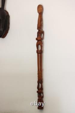 Beautifully Carved Old African Tribal Walking Stick with 2 Figures 87cm, 34