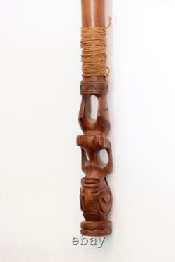 Beautifully Carved Old African Tribal Walking Stick with 2 Figures 87cm, 34