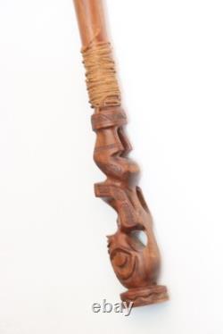 Beautifully Carved Old African Tribal Walking Stick with 2 Figures 87cm, 34