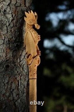 Big Handle Cane Hand Carved Handle Dragon Wooden Design Walking Cane Stick