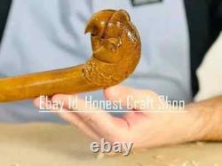 Bird GF Hand Carved Wooden Walking Stick Parrot Handle Walking Cane