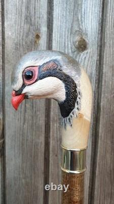 Bird handle hand carved wooden walking stick for men women cane best gift