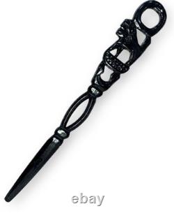 Black African Carved Lion Head Walking Stick 38 Ceremonial Men Walking Cane