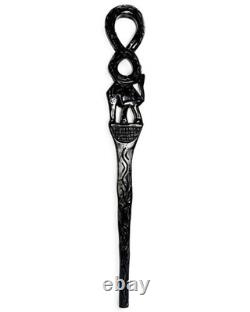 Black African Elephant Head Carved Walking Stick 38 Ceremonial Men Walking Cane