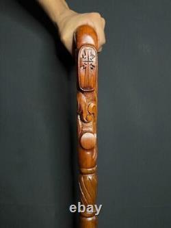 Black Friday Handmade Unique Wooden Walking Stick Hand Carved Cane Wood Crafted