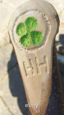 Blackthorn Walking Stick 39 Inches, Celtic Badge Hand Carved Into The Stick