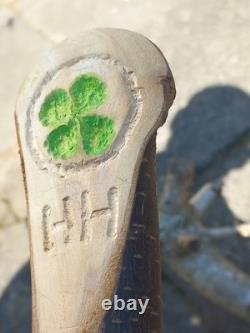 Blackthorn Walking Stick 39 Inches, Celtic Badge Hand Carved Into The Stick