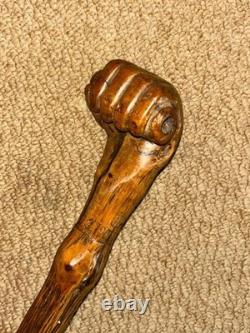 Boar War POW Gadget Walking Stick St. Helena 1901 Hand-Carved Cig Holder Fist