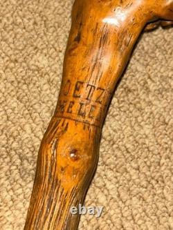 Boar War POW Gadget Walking Stick St. Helena 1901 Hand-Carved Cig Holder Fist