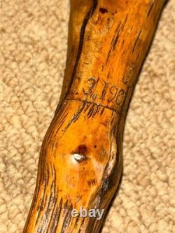Boar War POW Gadget Walking Stick St. Helena 1901 Hand-Carved Cig Holder Fist