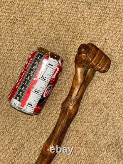 Boar War POW Gadget Walking Stick St. Helena 1901 Hand-Carved Cig Holder Fist