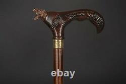 Brown Bear Walking Stick Grizzly Wooden Cane for Gift Hiking Hand Carved