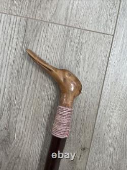 Brown Duck Head Handle Walking Stick Animal Collectable Cane Carved Wood 32