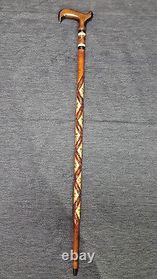 Brown Floral Pattern Special Wooden Walking Stick, High Quality Carved Cane