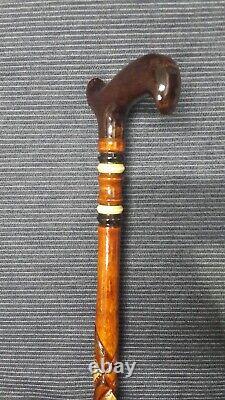 Brown Floral Pattern Special Wooden Walking Stick, High Quality Carved Cane