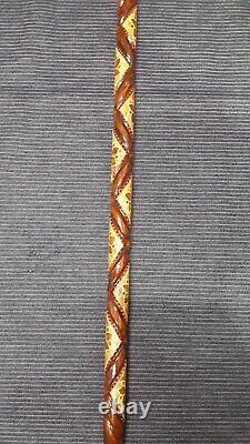 Brown Floral Pattern Special Wooden Walking Stick, High Quality Carved Cane