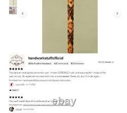 Brown Floral Pattern Special Wooden Walking Stick, High Quality Carved Cane