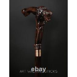 Buffalo Handle Walking Cane Christmas Gift Hand Carved Wooden Walking Stick