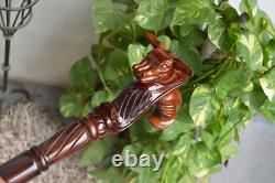 Bull Wooden Hand carved Cane hand carved Walking Stick with Animal Motifs