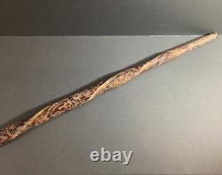 C. 1850 Mexican-American War Era Hand Carved Walking Cane 34in Sgd. Coffe Mexico