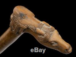 C1880 Kepkypa Corfu Carved Horse Head Walking Stick