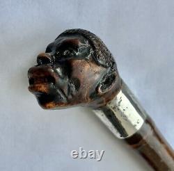 C19th African American Walking Stick / Cane Silver Collar London 1888 Superb