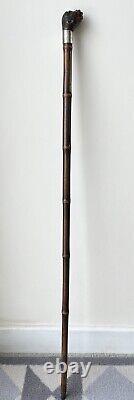 C19th African American Walking Stick / Cane Silver Collar London 1888 Superb