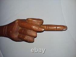 CANE /WALKING STICK Wood-The Middle Finger/Bird Gesture Hand carved Vintage Rare