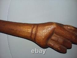 CANE /WALKING STICK Wood-The Middle Finger/Bird Gesture Hand carved Vintage Rare