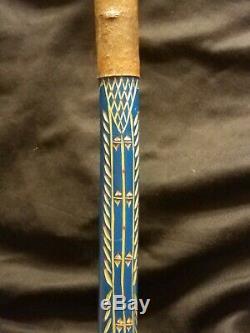 CHIEF'S STAFF, WALKING STICK. Chief head. CHIP CARVED LEO FRANCIS Penobscot