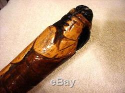 Cane Coll Unique Quality Brave With Tomahawk 38 Inch Carved Walking Stick