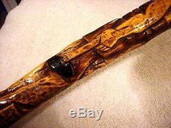 Cane Coll Unique Quality Brave With Tomahawk 38 Inch Carved Walking Stick