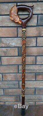Cane Fox Walking stick Handmade Wood Carving Strong stick Exquisite design