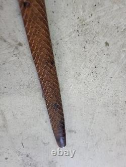 Cane Walking Stick Wooden Carved A Snake Date Of 24/10/1899 Monogram Je