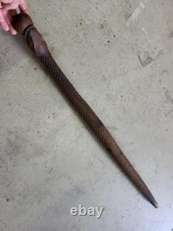 Cane Walking Stick Wooden Carved A Snake Date Of 24/10/1899 Monogram Je