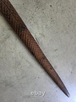 Cane Walking Stick Wooden Carved A Snake Date Of 24/10/1899 Monogram Je