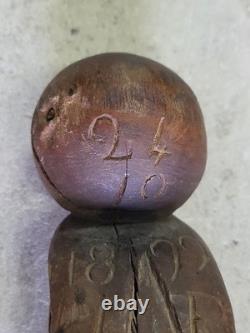 Cane Walking Stick Wooden Carved A Snake Date Of 24/10/1899 Monogram Je