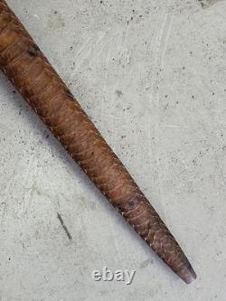 Cane Walking Stick Wooden Carved A Snake Date Of 24/10/1899 Monogram Je