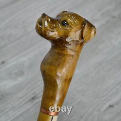 Cane Walking Stick Wooden carved Handmade Buldog